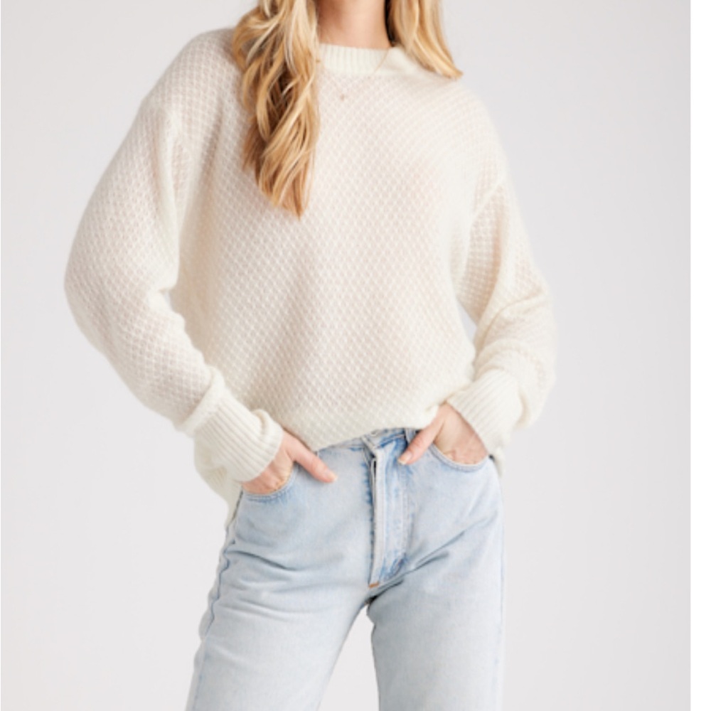 Baby Alpaca-Wool Diamond Stitch Crew